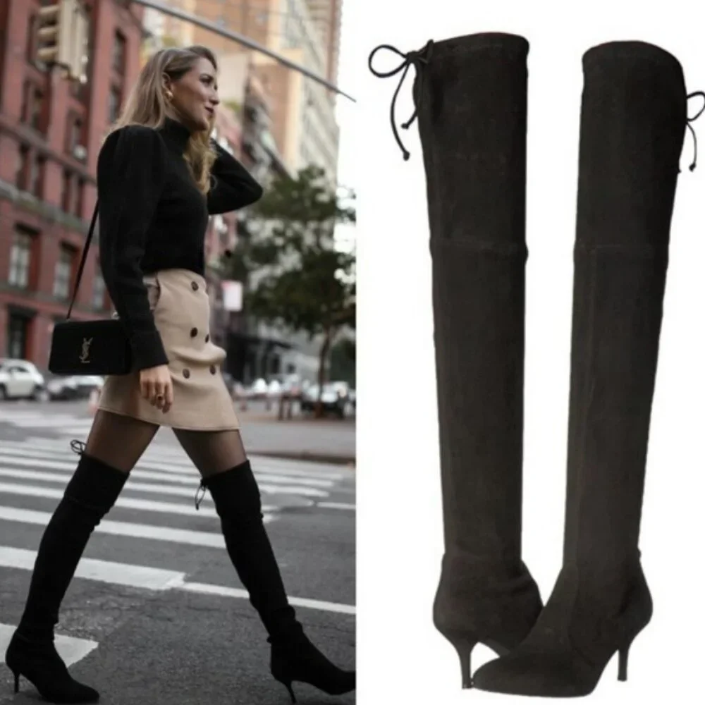 Stuart Weitzman Suede Leather Tiemodel Over-the-knee Boots in Black - NWT/NIB